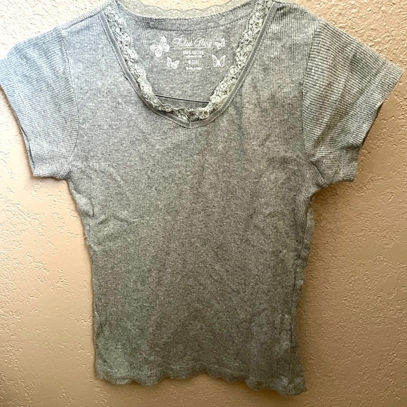 FADED GLORY Little Girls Vintage Y2K Beaded Ribbed Stretch Top Size M (7/8) - Picture 5 of 6